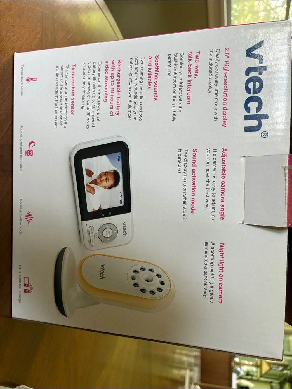 VTech White Fixed-Position Video Baby Monitor - 2.8
